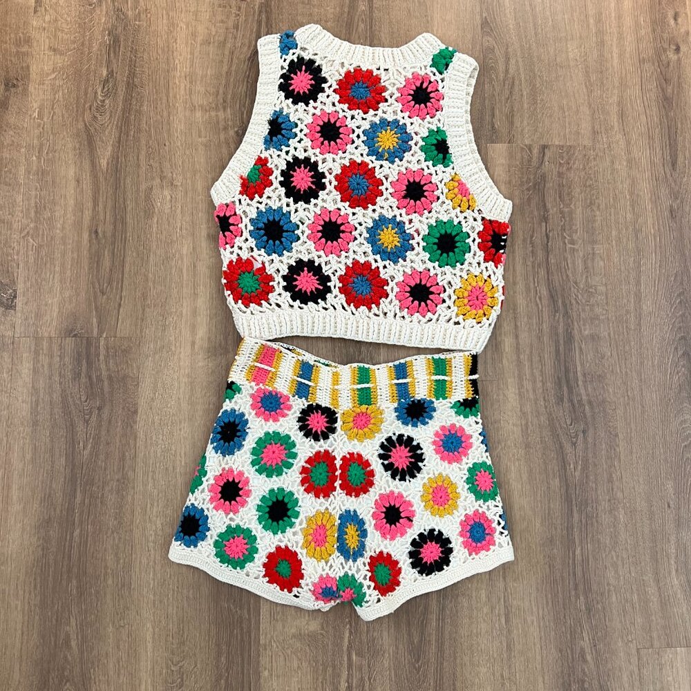 Farm Rio Crochet Sweater Set Sz L - Picture 12 of 12